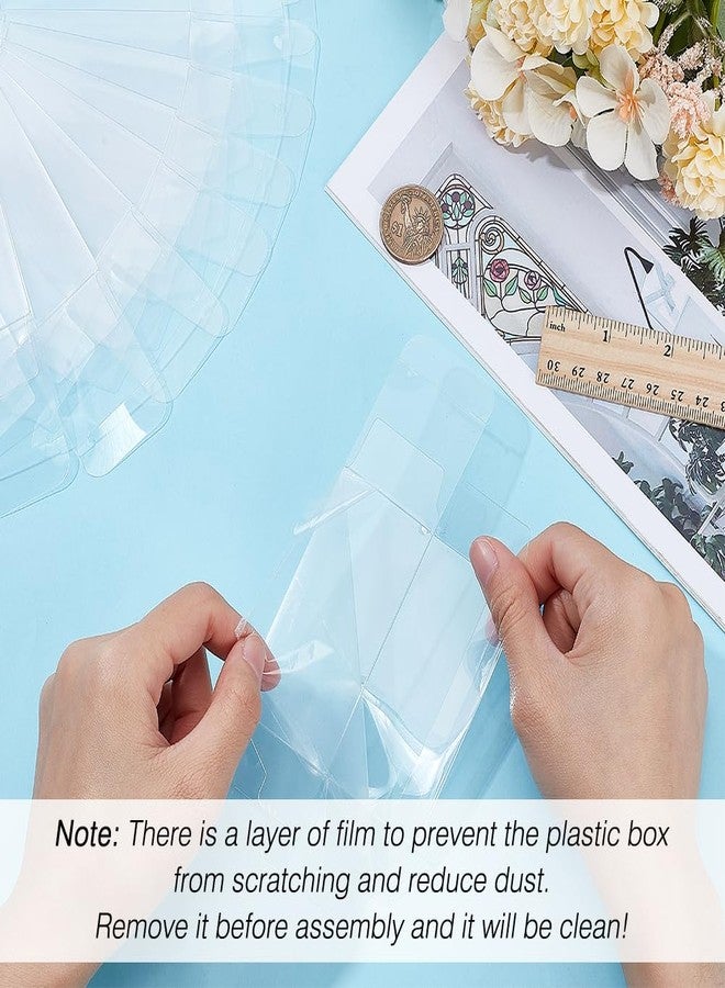 BENECREAT 40Pcs Clear Gift Boxes with Film, Rectangle Transparent PVC Favor Boxes 1.5x1.5x3inch for Wedding Party Treat Candy Cupcakes - Image 5